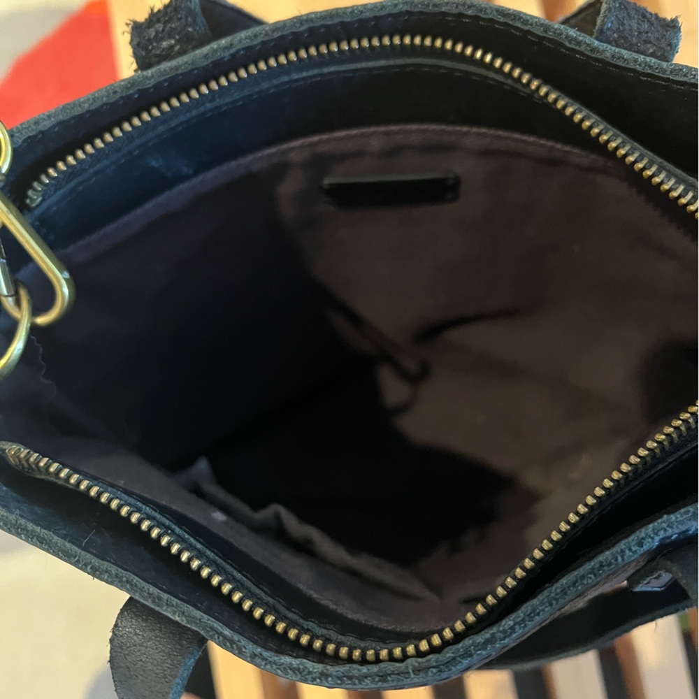 Madewell Small Transport Tote Crossbody Bag Zip Top Black Leather - Picture 4 of 5